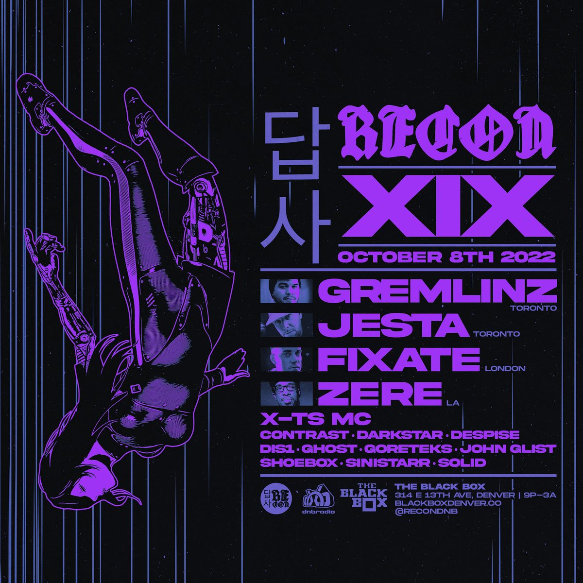 Flyer: RECON XIX ANNIVERSARY ft GREMLINZ, JESTA, FIXATE, ZERE