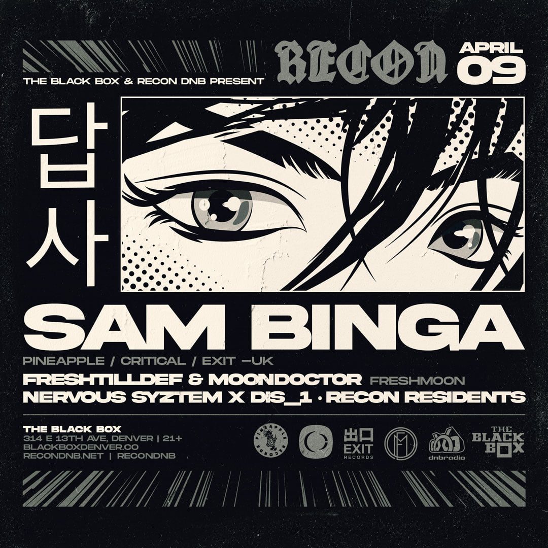 Flyer: SAM BINGA, FreshTillDef & MoonDoctoR, Nervous Syzstem x Dis1