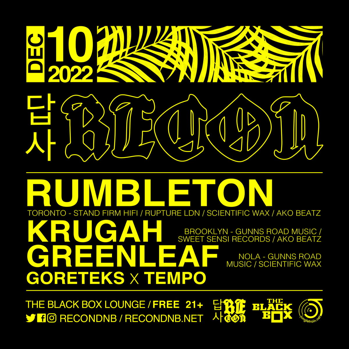 Flyer: Rumbleton, Krugah, Greenleaf, Goreteks x Tempo