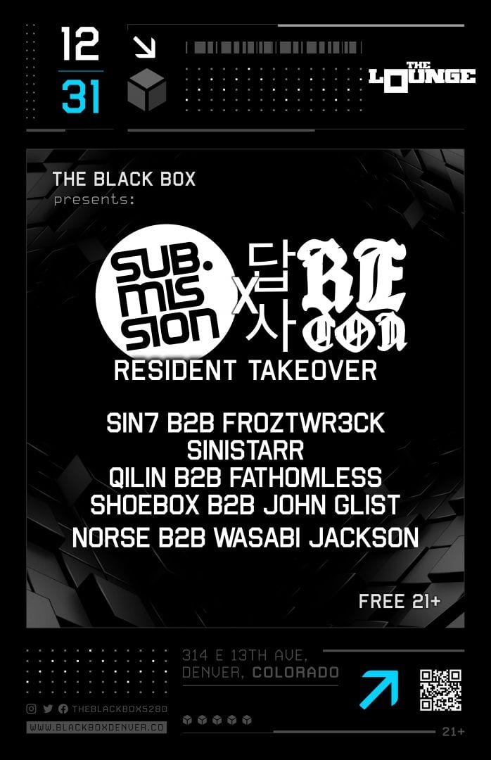 Flyer: New Year's Eve - Sub.mission x Recon DNB Resident Takeover