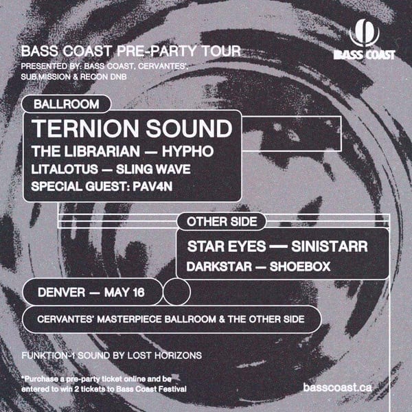 Flyer: Denver Bass Coast Pre-Party feat. Ternoin Sound, Star Eyes, The Librarian, Sinistarr and more!