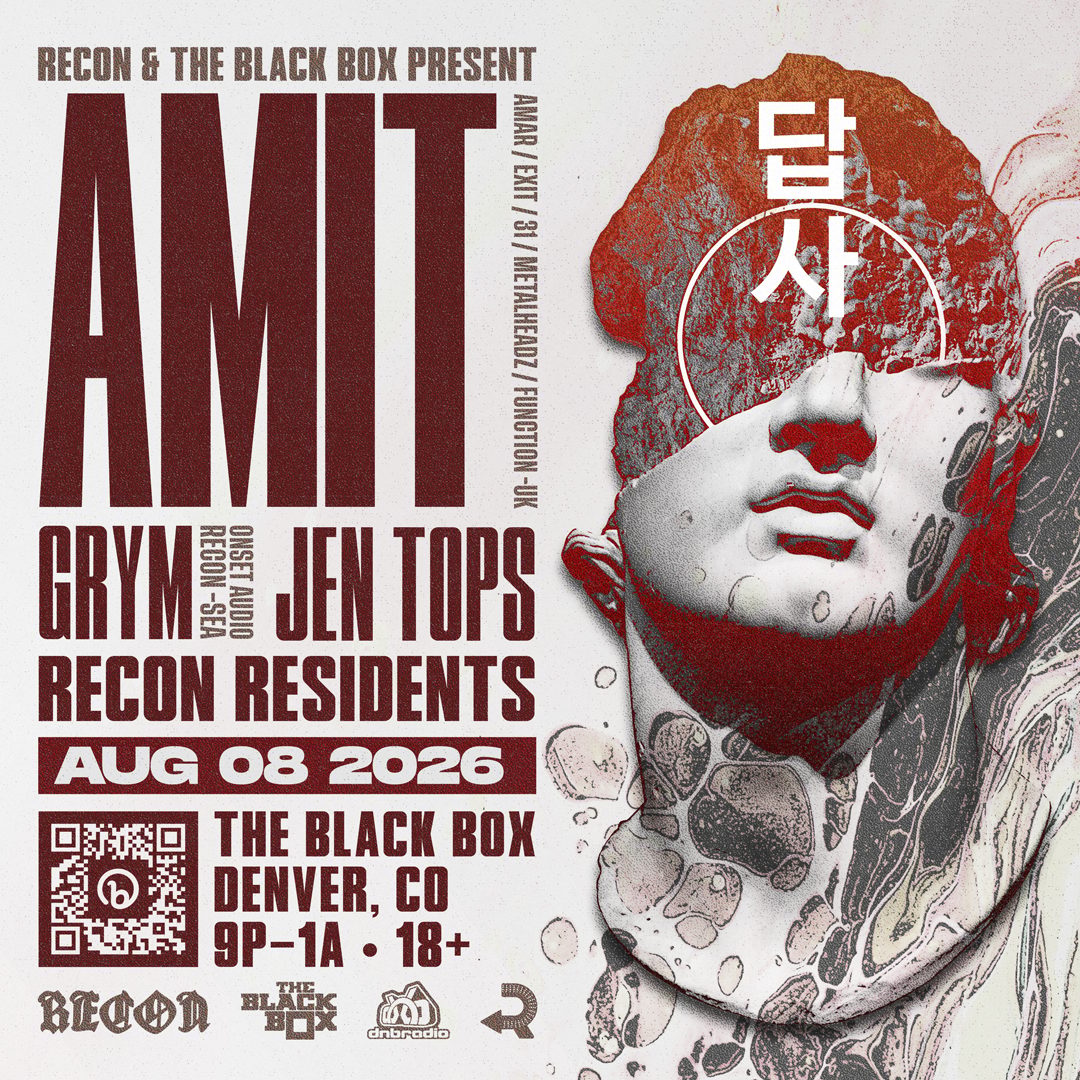 Flyer: Recon & The Black Box present: AMIT (UK), Grym, Jen Tops, Recon Residents!